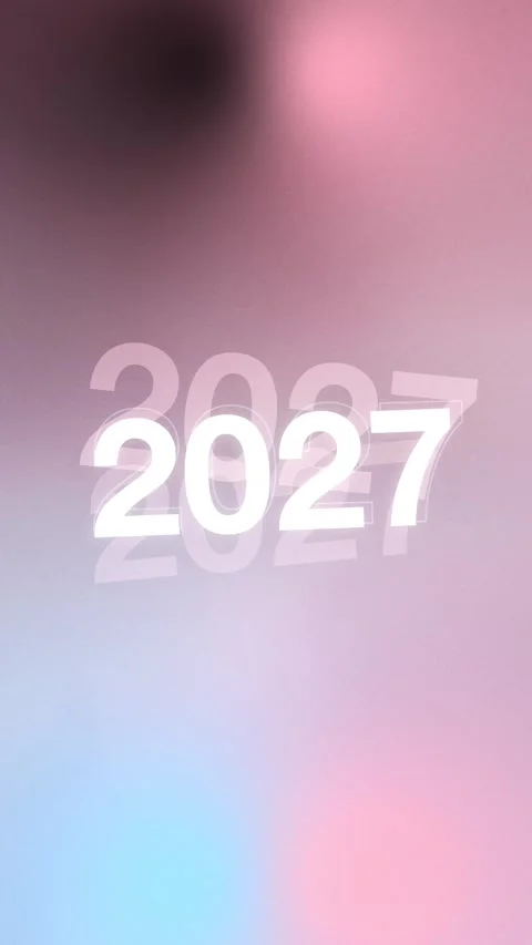 Soft pink blue gradient with layered 2027 New Year numbers, Seamless Loop Stock Footage 341857264