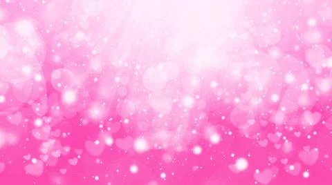 Soft pink bokeh background with circles, hearts and sparkles Stock Illustration