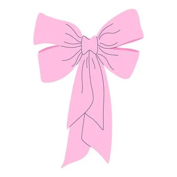 Soft pink bow features classic design with flowing ribbons Stock Illustration
