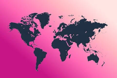 Soft Pink Crystal Gradient with World Map Stock Illustration