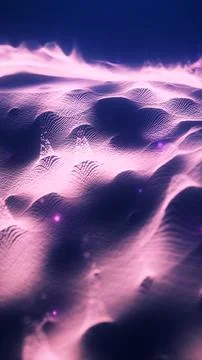 Soft pink digital landscape with flowing mesh surface and glowing points, a.. Stock Illustration