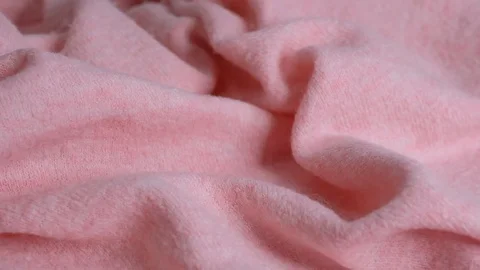 Soft pink fabric Wool background. Alpaca wool mohair clothes texture closeup Stock Footage 124204761