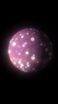 Soft pink glowing sphere with scattered luminous highlights on a black back.. Stock Illustration