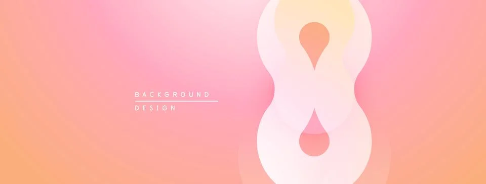 Soft pink gradient background features abstract infinity symbol. Design evokes Stock Illustration