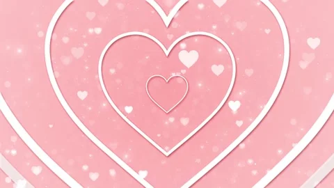 Soft pink heart background layered heart outlines, floating love shapes, bokeh l Stock Footage 340452606