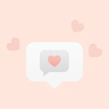 Soft pink heart notification bubble with floating hearts Stock Illustration