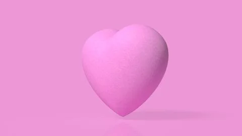 Soft Pink Heart on a Romantic Background with Copy Space 3d render. Stock Illustration