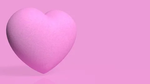 Soft Pink Heart on a Romantic Background with Copy Space 3d render. Stock Illustration