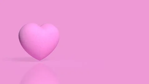 Soft Pink Heart on a Romantic Background with Copy Space 3d render. Stock Illustration