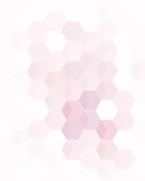 Soft pink hexagons overlap in a vertical abstract arrangement against a lig.. Ilustración de archivo