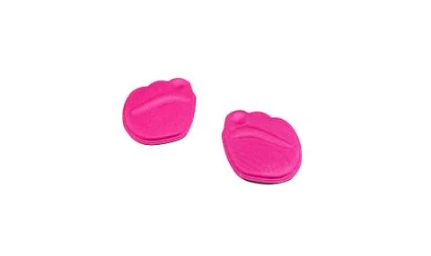 Soft pink orthopedic insert for the forefoot under fingers in shoes isolated  Stock Photos