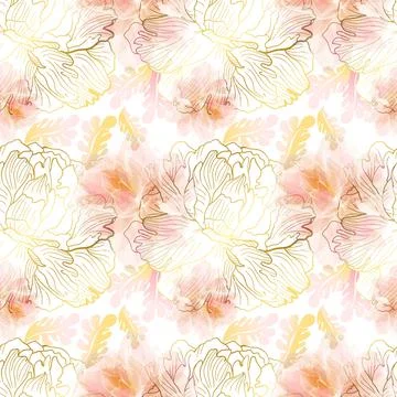 Soft pink peony seamless pattern Illustrazione stock