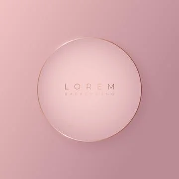 Soft pink round 3d background shape with gold frame. Stock Illustration