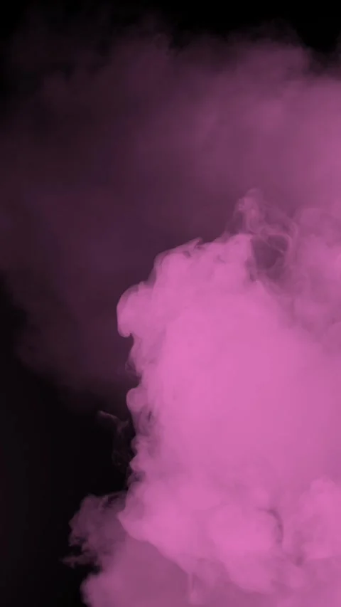 Soft Pink Smoke Cloud Expanding on Black Background in Vertical Video Stock Footage 343809790