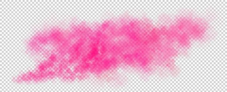 Soft pink smoke cloud trail on transparent background with realistic puff Stock Illustration
