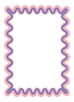 Soft pink squiggle border frame vector illustration with modern rounded dec.. Stock Illustration