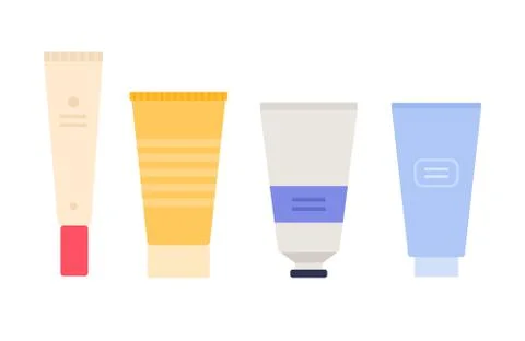 Soft plastic containers with cosmetics vector flat isolated Stock Illustration