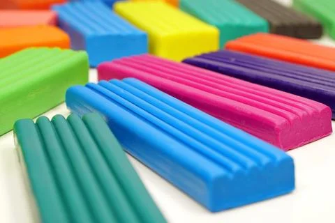 Soft plasticine blocks ready for imaginative play, allowing kids to explore.. Stock Photos