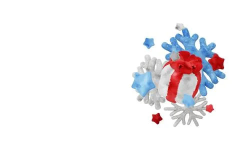 A soft plush-style Christmas composition with a gray Christmas tree, blue Stock Illustration