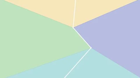 Soft polygonal sections in mint, cream, lilac, and aqua meet in a balanced .. Stock Illustration