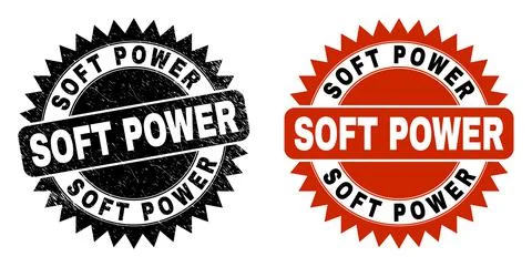 SOFT POWER Black Rosette Watermark with Distress Texture Stock Illustration