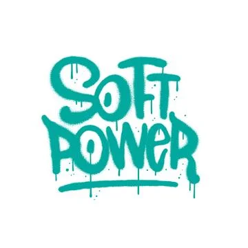 Soft power - Sprayed urban graffiti text with overspray. Textured hand drawn Stock Illustration