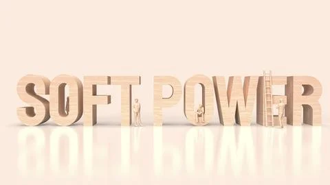 The soft power text for ntity to influence others concept 3d rendering Stock Illustration