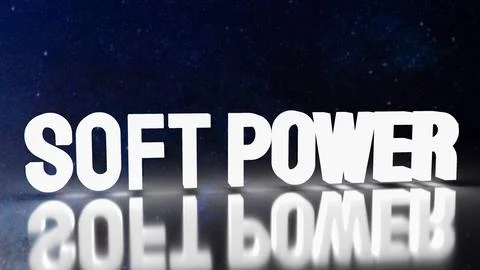 The soft power text for ntity to influence others concept 3d rendering Stock Illustration