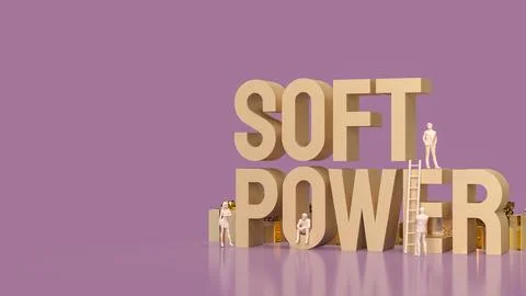 The soft power text for ntity to influence others concept 3d rendering Stock Illustration