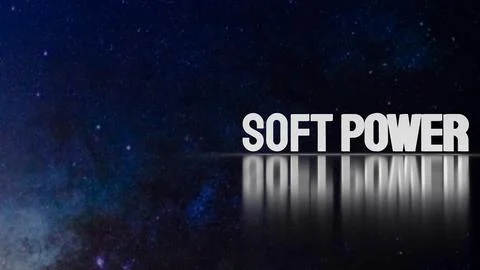 The soft power text for ntity to influence others concept 3d rendering Stock Illustration