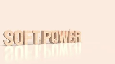 The soft power text for ntity to influence others concept 3d rendering Stock Illustration