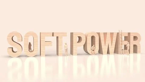 The soft power text for ntity to influence others concept 3d rendering Stock Photos