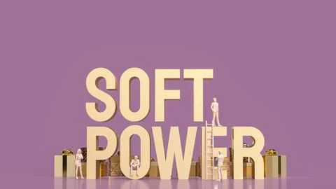The soft power text for ntity to influence others concept 3d rendering Stock Photos