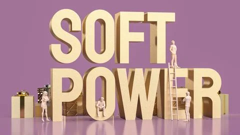 The soft power text for ntity to influence others concept 3d rendering Stock Photos