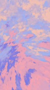 Soft purple and pink clouds fill the evening sky during sunset Stock Illustration