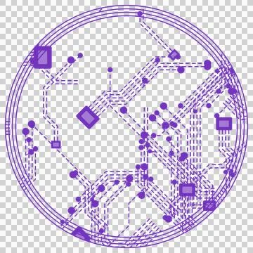 Soft purple circle circuit pattern transparent PNG Stock Photos