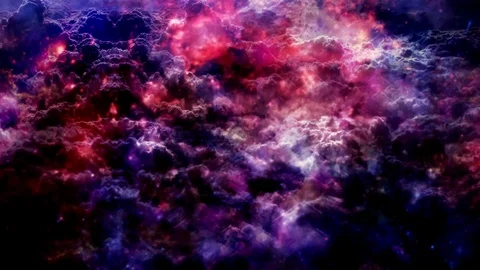 Soft Purple Clouds and Slow Rising Magic Particle Spheres Stock Footage 112962120