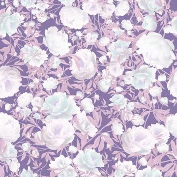 Soft purple floral pattern, peony flowers Stock Illustration