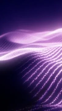 Soft purple glowing wave landscape made of luminous dots, forming a futuris.. Stock Illustration