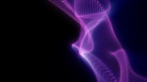Soft purple light structures bend and curve across a black background, form.. 스톡 일러스트