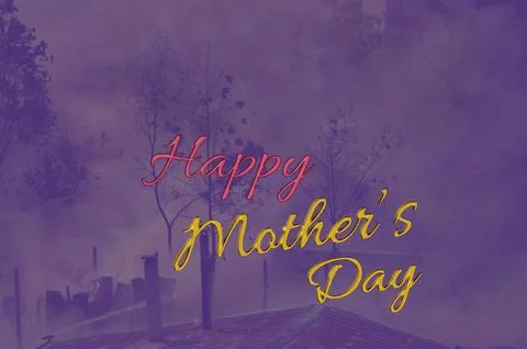Soft purple mist and elegant script lettering spell 'Happy Mother's Day' ac.. Stock-Illustration