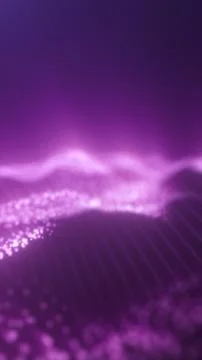 Soft purple particle wave with glowing bokeh dots and depth, abstract digit.. Stock Illustration