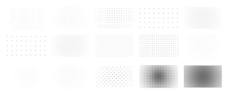 Soft Radial Halftone Patterns Collection - vector illustration Stock Illustration