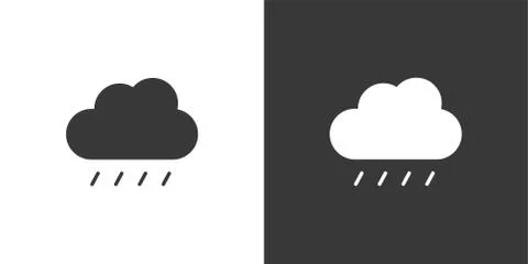 Soft rain and cloud. Isolated icon on black and white background. Weather vec Stock Illustration