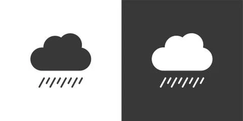 Soft rain and cloud. Overcast. Isolated icon on black and white background. W Stock Illustration
