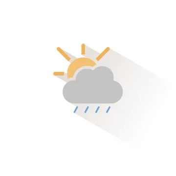 Soft rain, cloud and sun. Isolated color icon. Weather vector illustration Stock Illustration