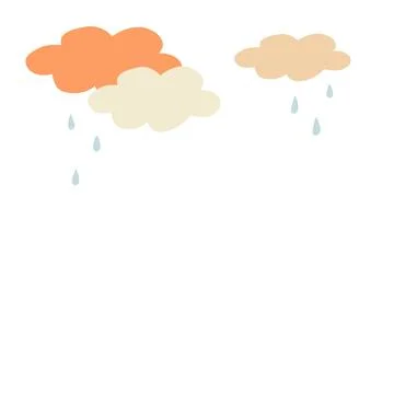 Soft rain falling from pastel clouds in a minimalist illustration Stock Illustration