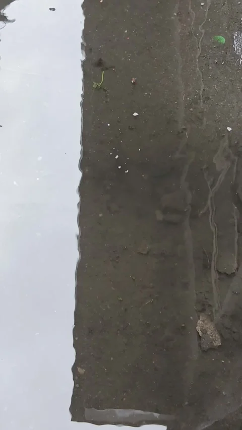 Soft Rain Falling Into A Street Puddle 動画素材 327176976