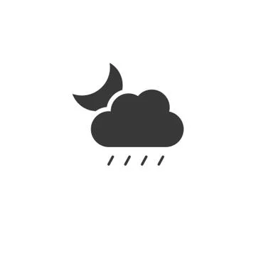 Soft rain, moon and cloud. Icon. Night weather glyph vector illustration Stock Illustration