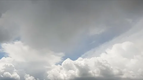 Soft Rain Over Fluffy Clouds Background Stock Footage 311569636